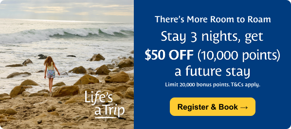 Stay 3 nights, get $50 OFF (10,000 points) a future stay.
