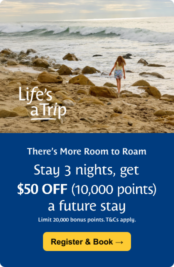 Stay 3 nights, get $50 OFF (10,000 points) a future stay.